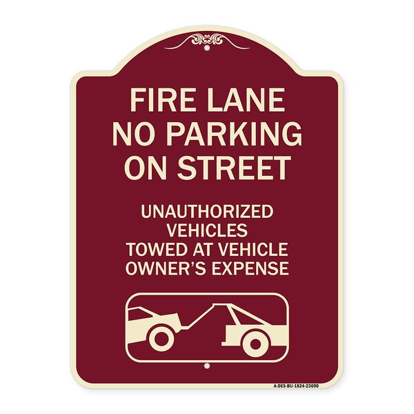 No Parking on Street Unauthorized Vehicles Towed at Vehicle Owners Expense, A-DES-BU-1824-23690